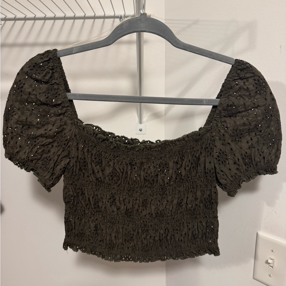 Elegant Green Puff Sleeve Top